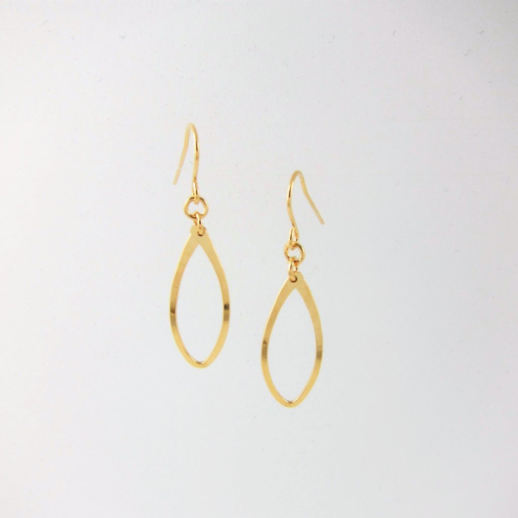 Forged 14k Gold Filled Small Curved Marquis Link Earring