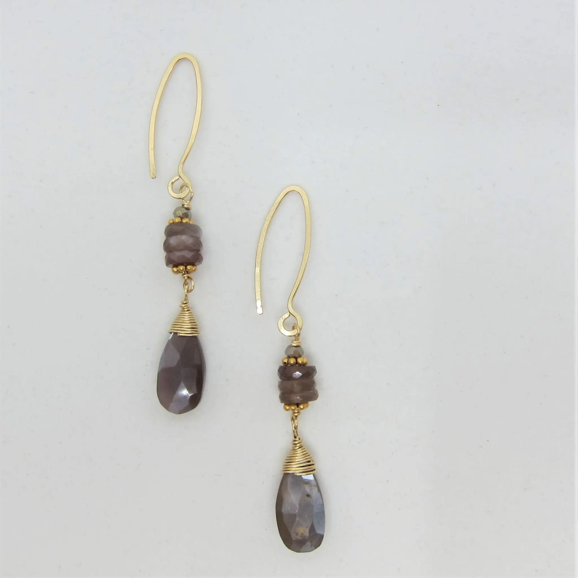 Chocolate Moonstone Teardrop Earrings