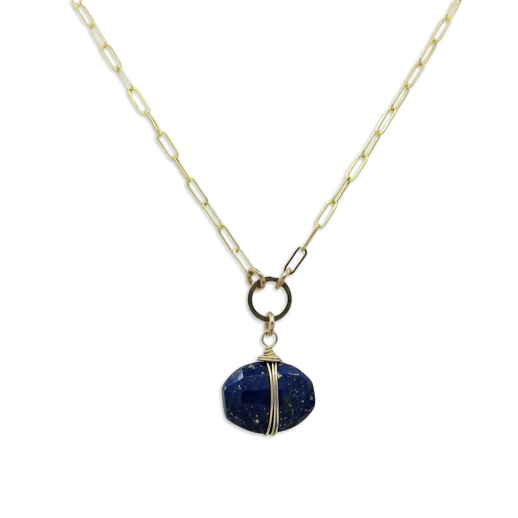 Faceted Cushion Cut Lapis Lazuli Gemstone Necklace