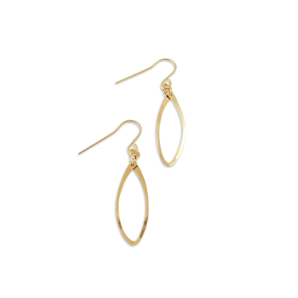 Forged 14k Gold Filled Small Curved Marquis Link Earring