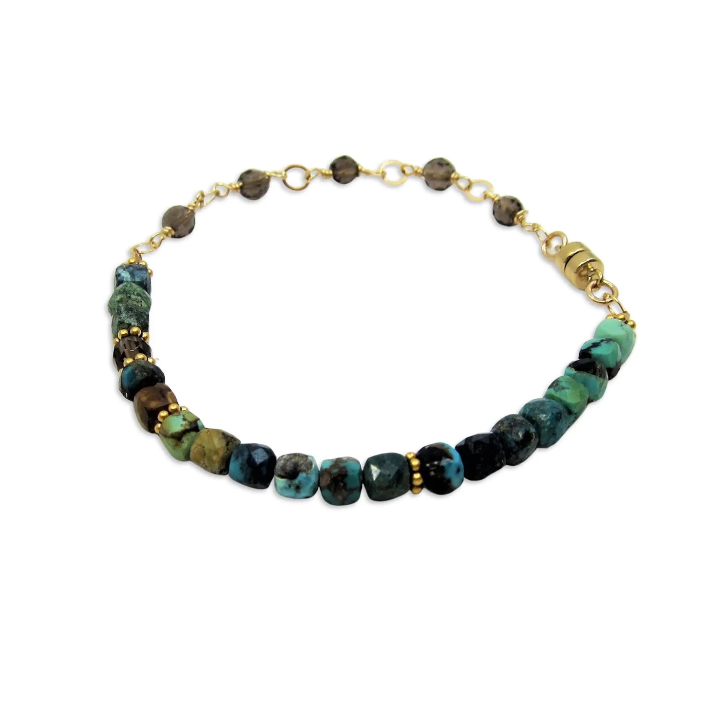 Green Turquoise and Smoky Quartz Bracelet