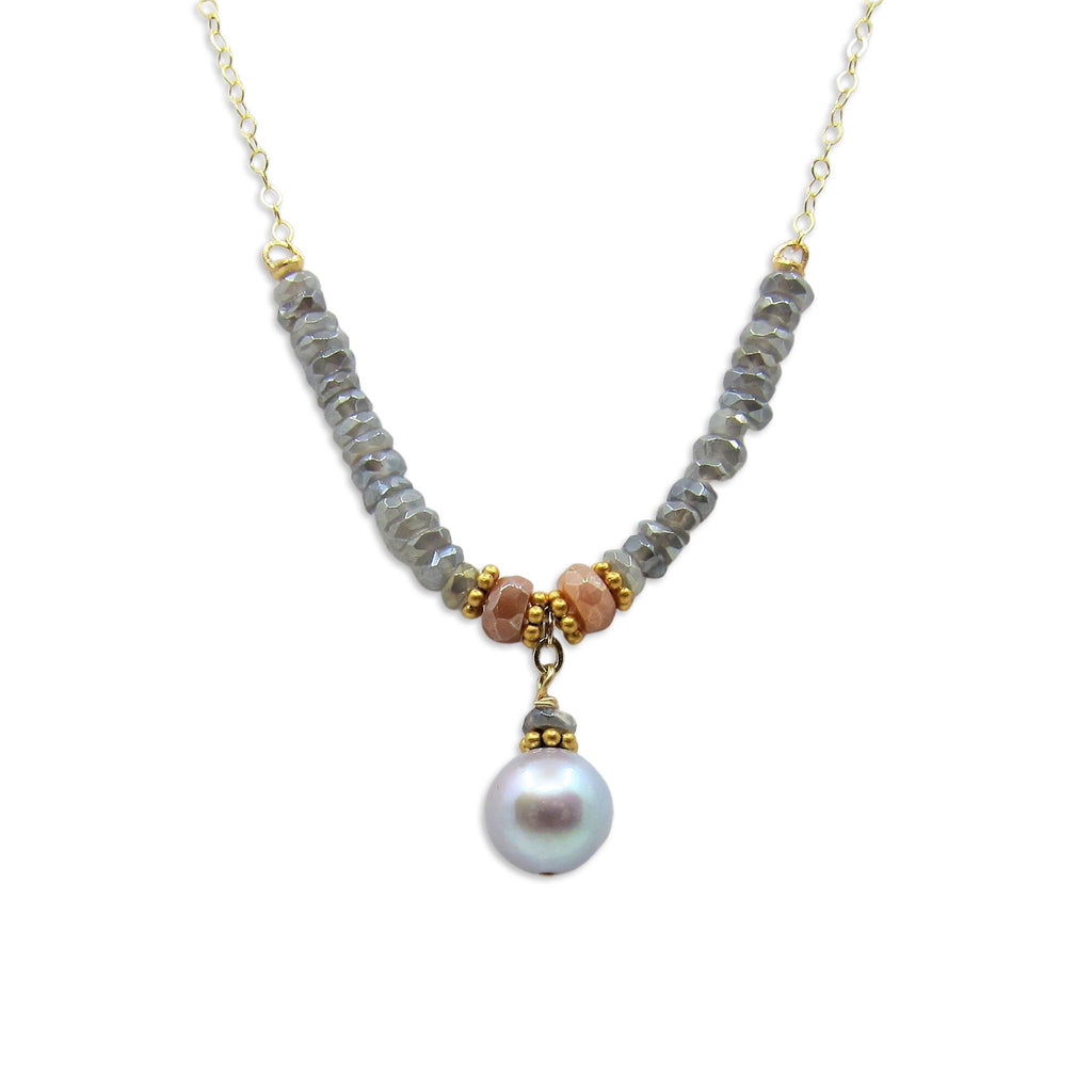 Grey Pearl and Moonstone Necklace