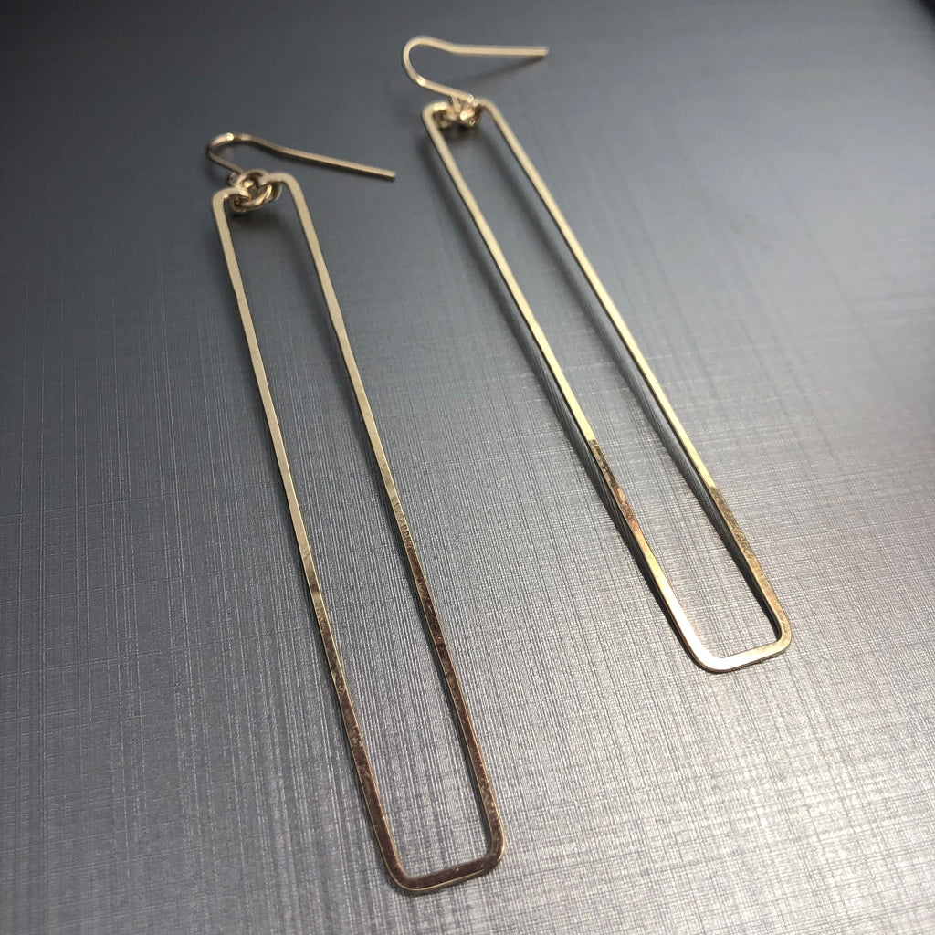 Large Forged Rectangle Earrings