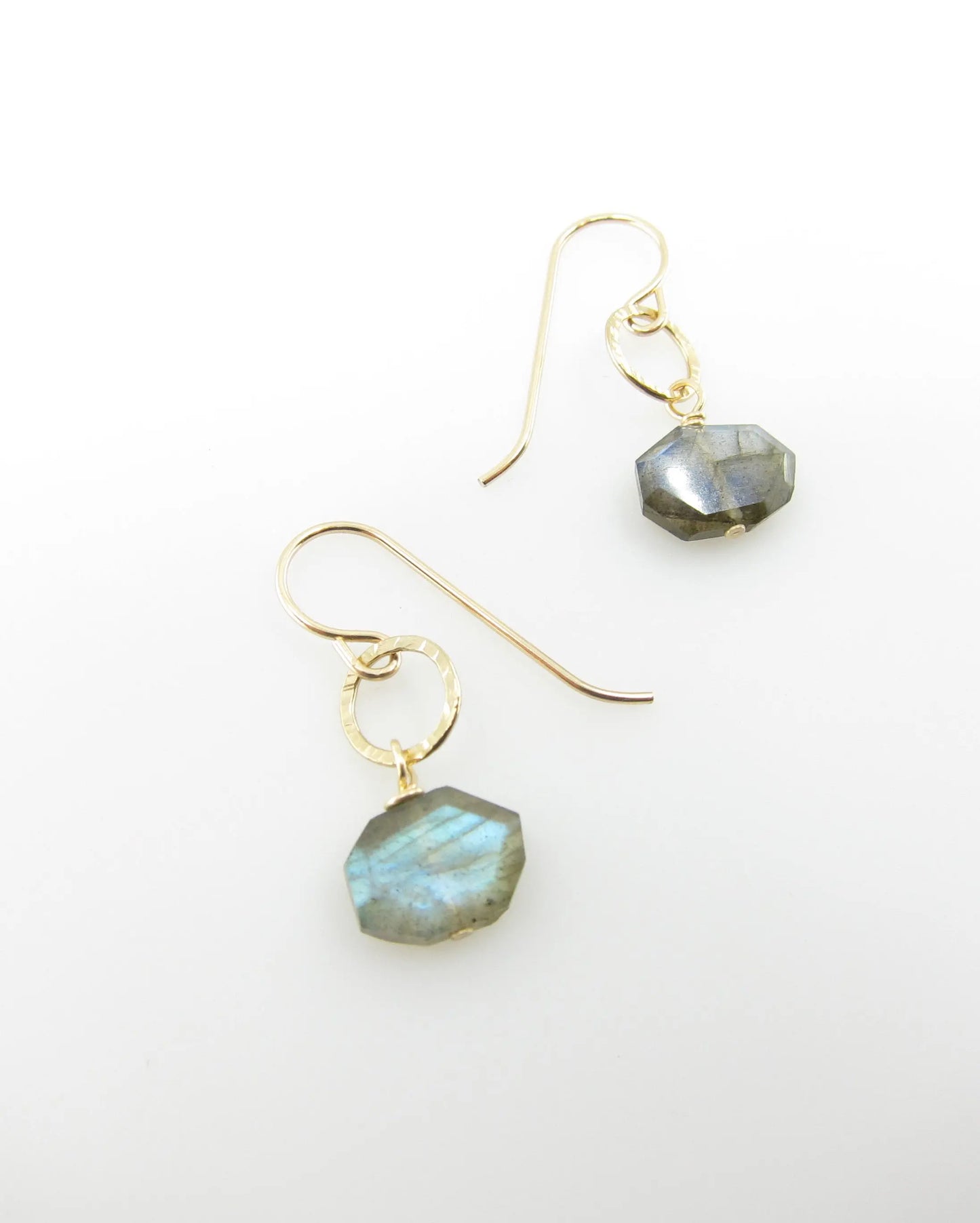 Small Faceted Labradorite Gemstone Slice Earrings J.Mills Studio