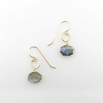 Small Faceted Labradorite Gemstone Slice Earrings J.Mills Studio