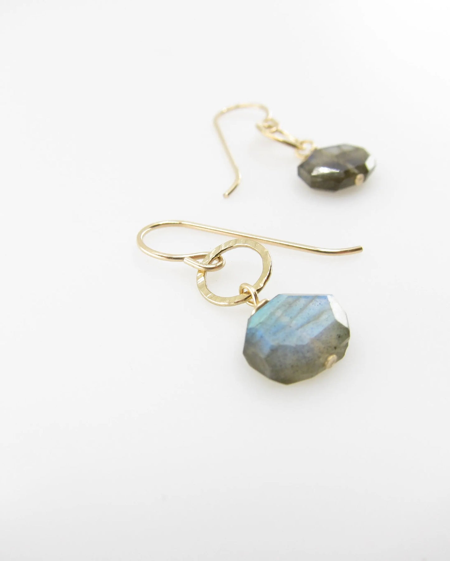 Small Faceted Labradorite Gemstone Slice Earrings J.Mills Studio