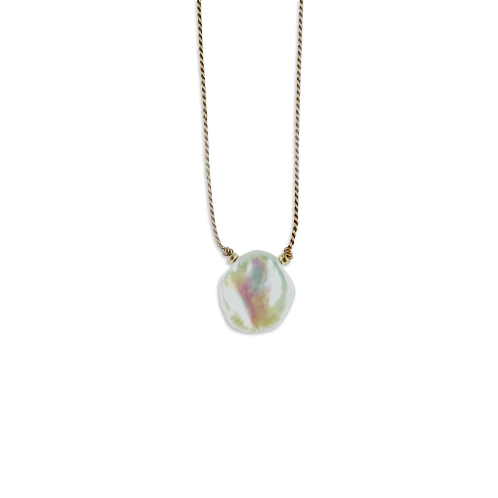Keishi Petal Pearl Silk Cord Necklace