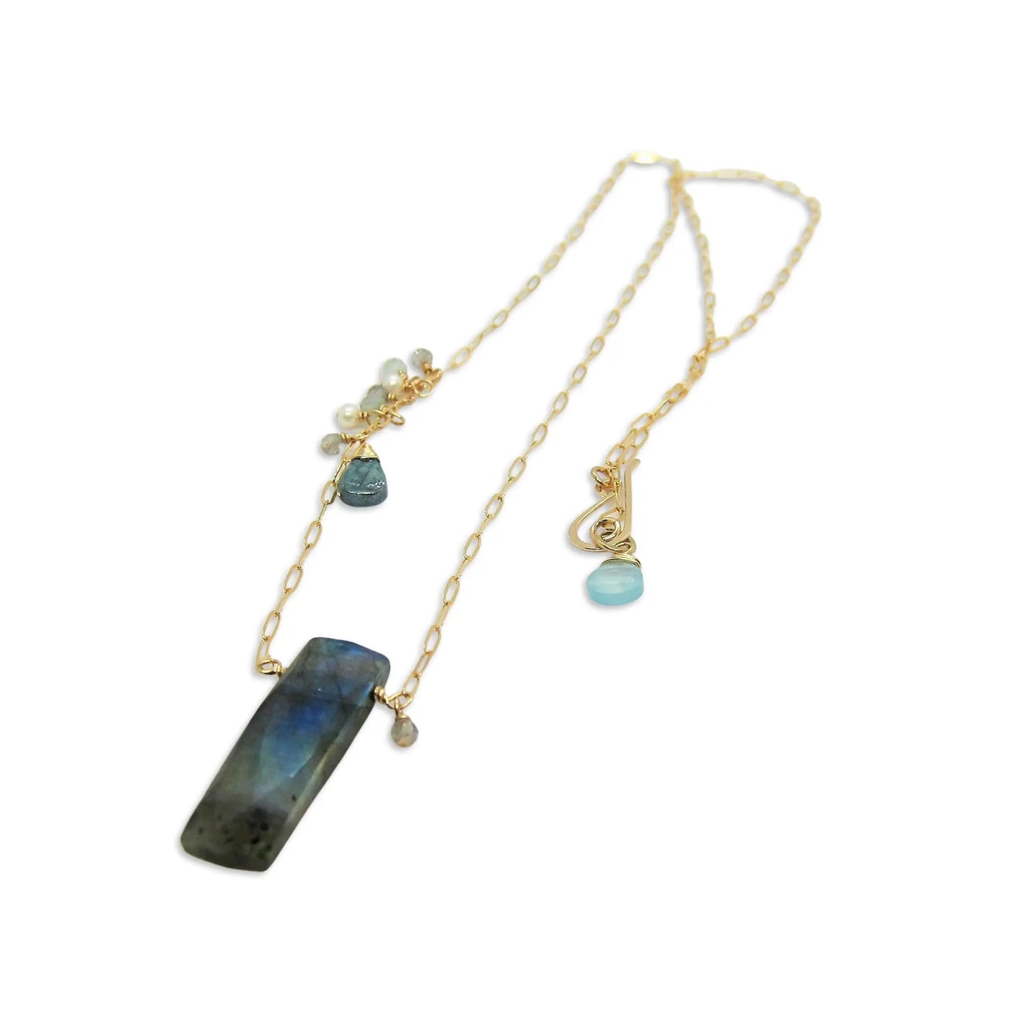 Labradorite and Asymmetrical  Gemstone Cluster Necklace