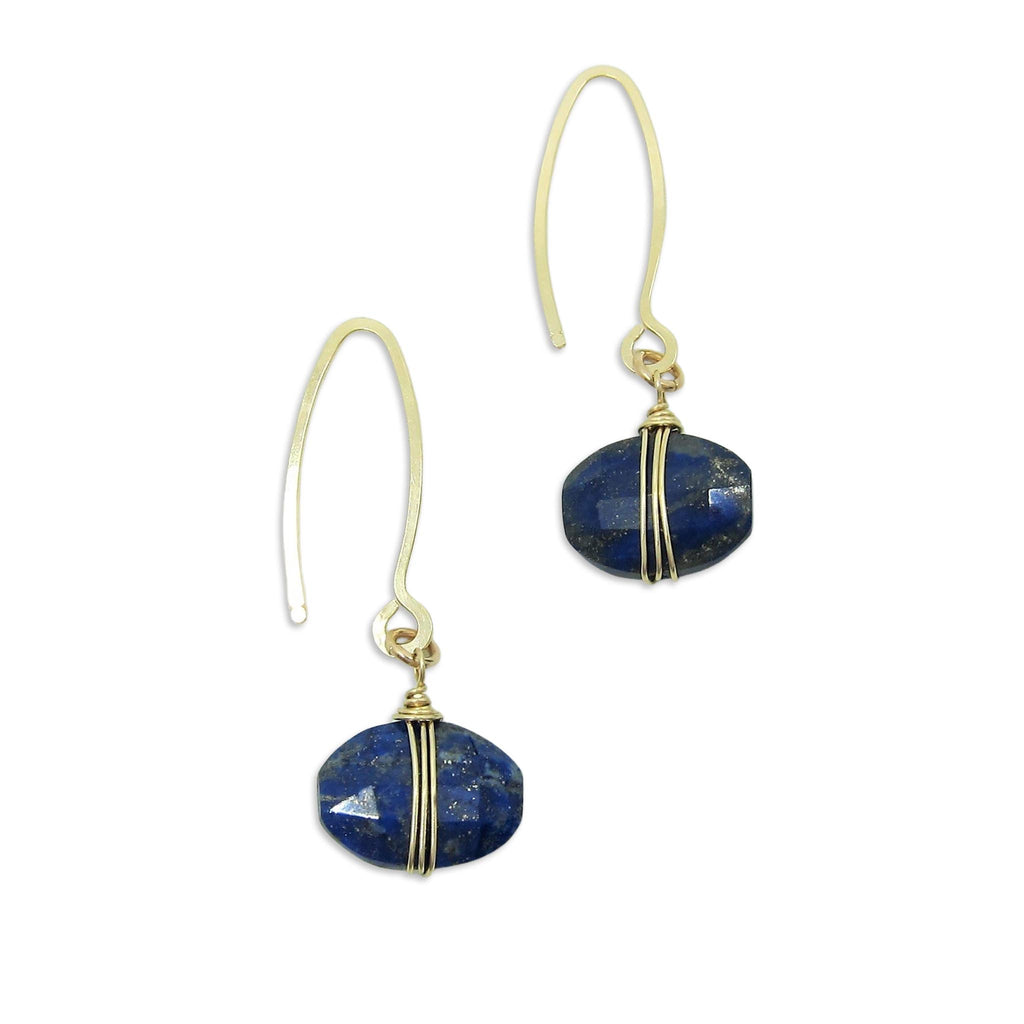 Lapis Lazuli Faceted Cushion Cut Gemstone Earrings