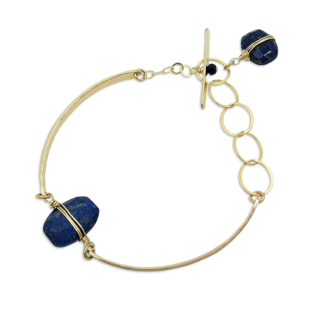 Lapis Lazuli and Forged Bar Toggle Bracelet