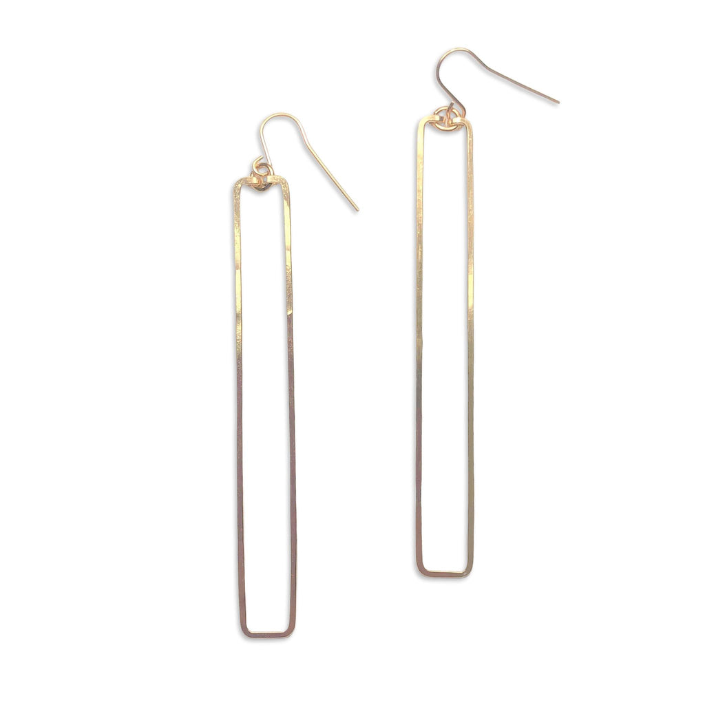Large Forged Rectangle Earrings
