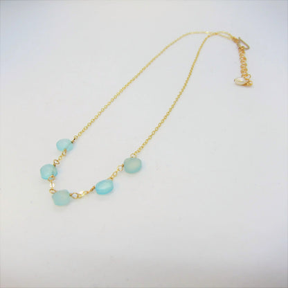 5 Drop Aqua Chalcedony Necklace