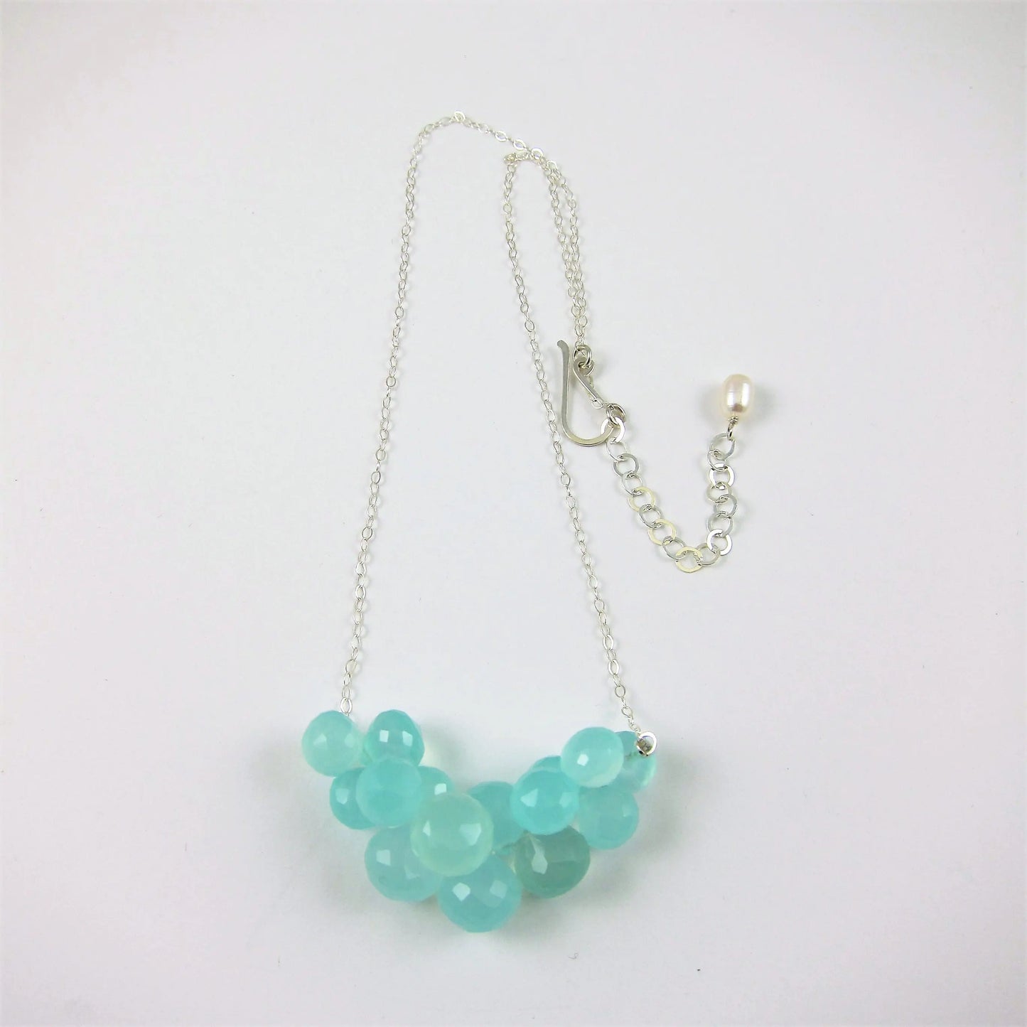 Aqua Chalcedony Cluster Necklace