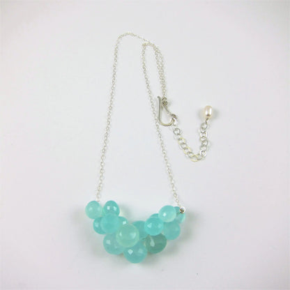 Aqua Chalcedony Cluster Necklace