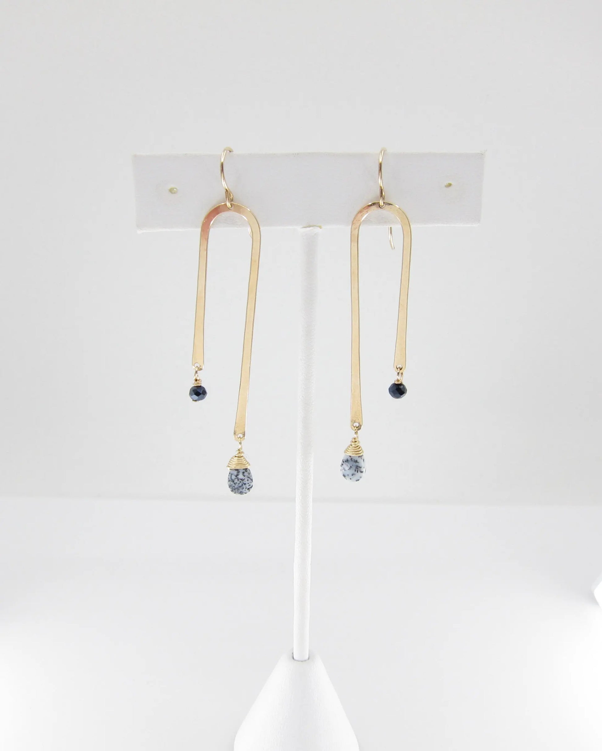 Forged Asymmetrical Arch Earring with Dendrite Opal J.Mills Studio