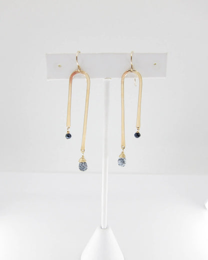 Forged Asymmetrical Arch Earring with Dendrite Opal J.Mills Studio