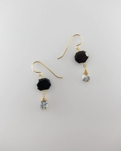 Black Spinel and Dendrite Opal Gemstone Earrings J.Mills Studio