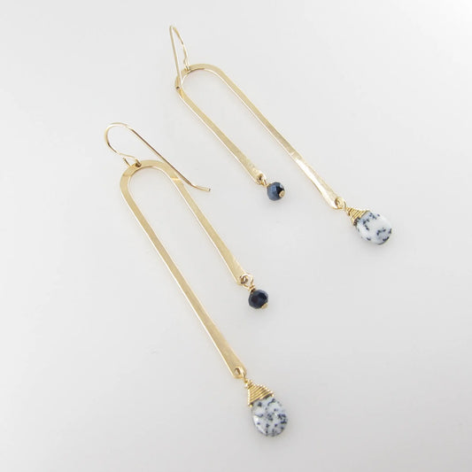 Forged Asymmetrical Arch Earring with Dendrite Opal J.Mills Studio