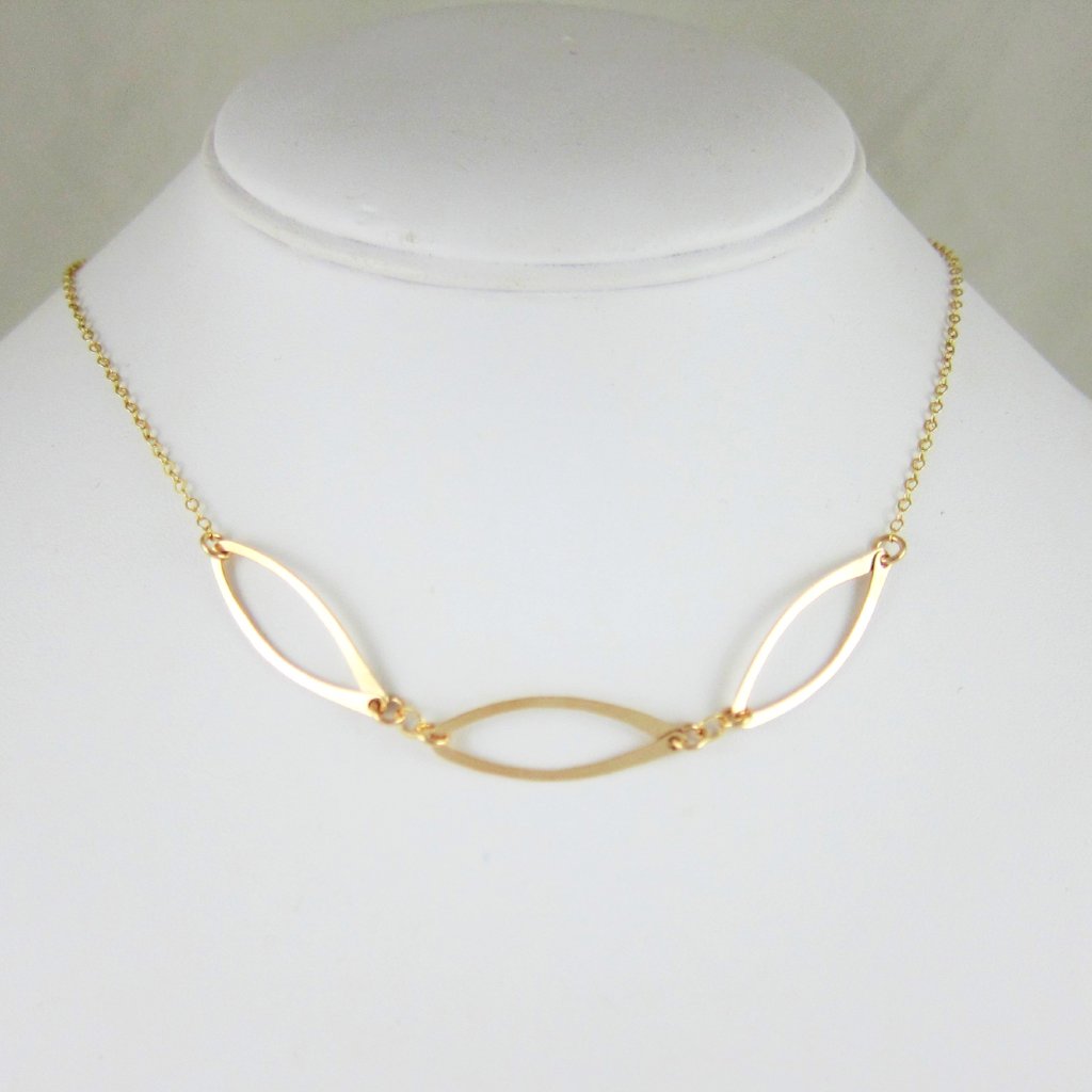Forged 14k Gold-Filled 3 Marquis Link Necklace