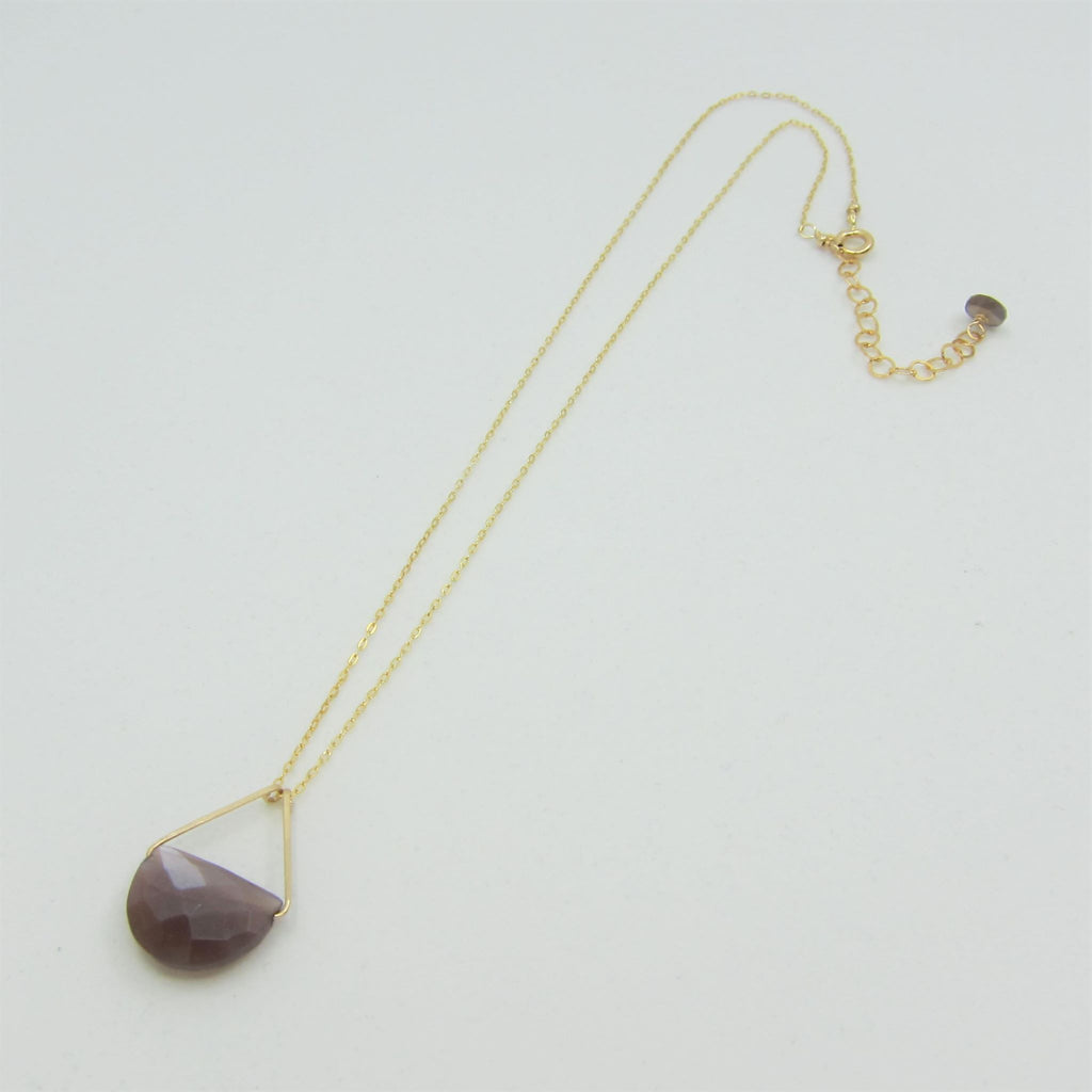 Faceted Chocolate Moonstone Gemstone Necklace