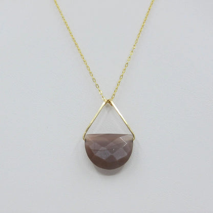 Faceted Chocolate Moonstone Gemstone Necklace