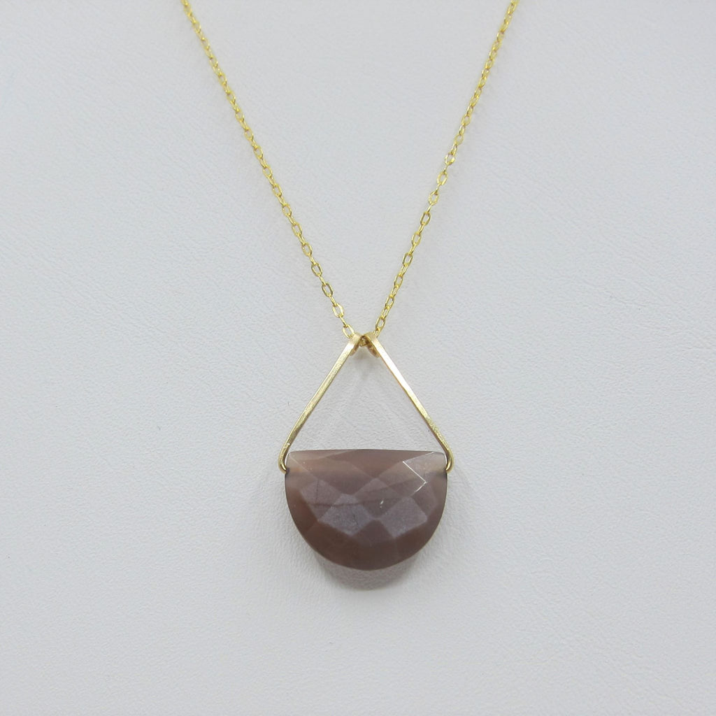 Faceted Chocolate Moonstone Gemstone Necklace