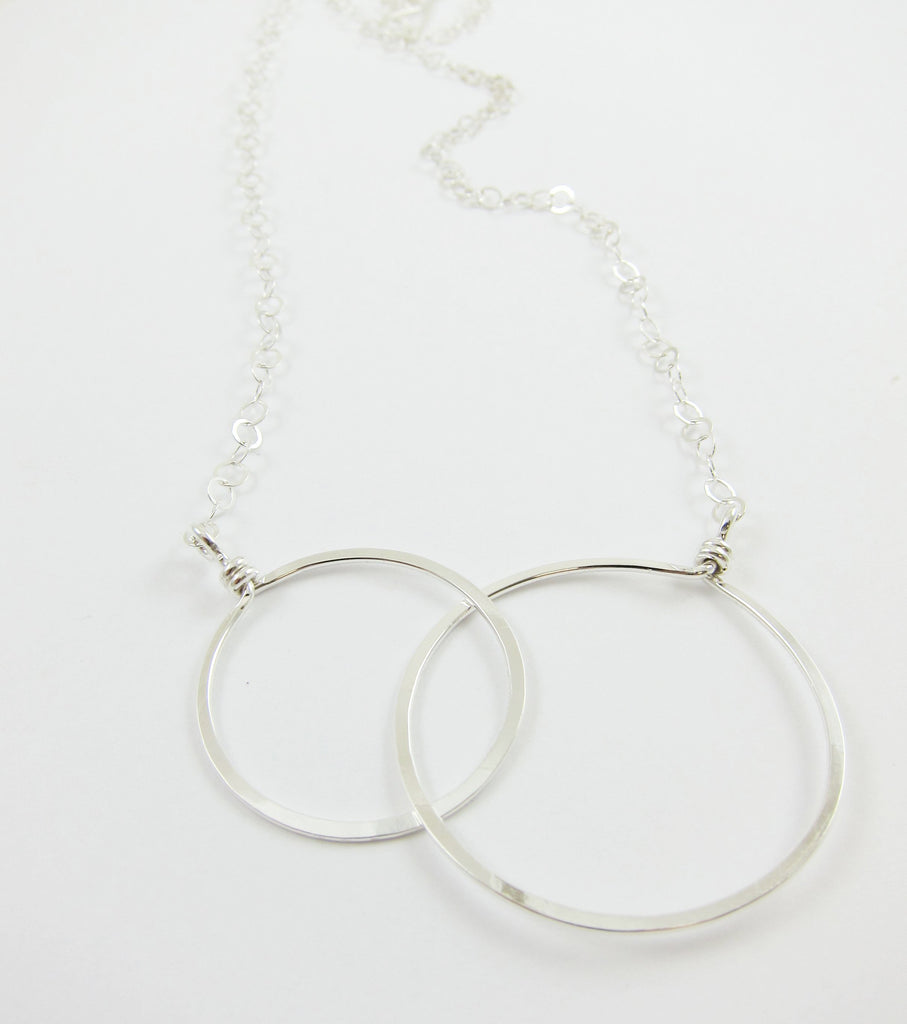 Large Forged Double Circle Necklace