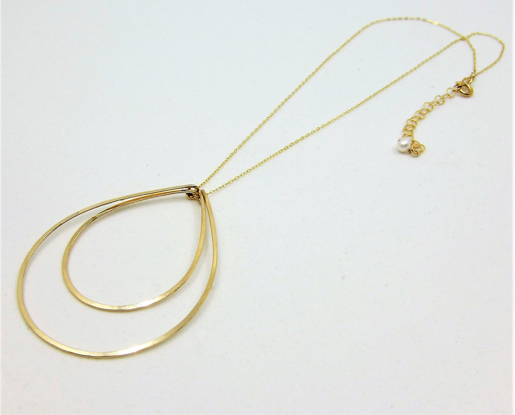 Forged Double Nesting Teardrop Necklace