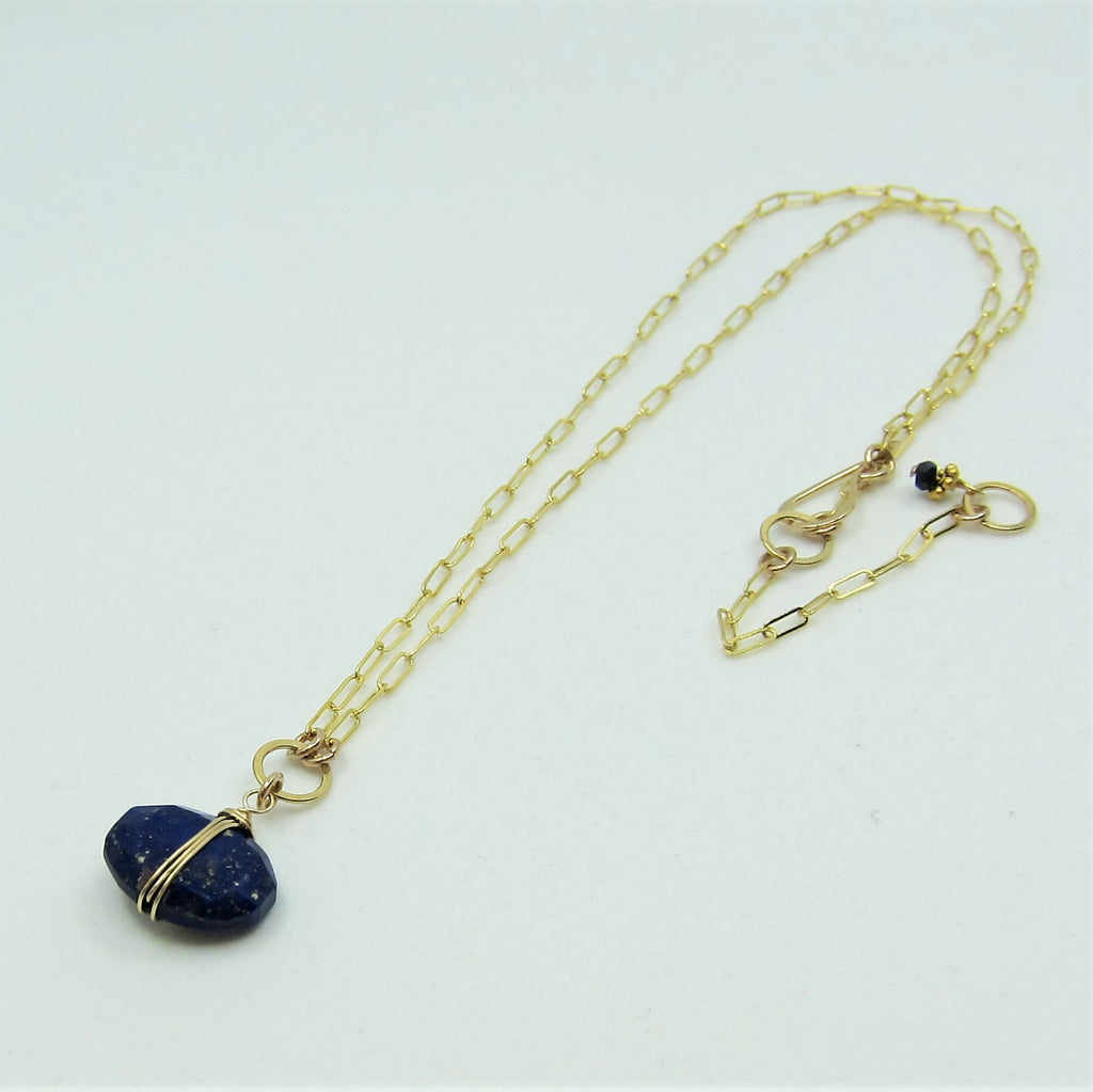 Faceted Cushion Cut Lapis Lazuli Gemstone Necklace