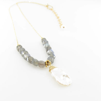 Keishi Pearl and Labradorite Necklace J. Mills Studio