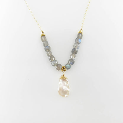 Keishi Pearl and Labradorite Necklace J. Mills Studio