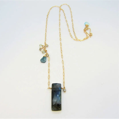 Labradorite and Asymmetrical  Gemstone Cluster Necklace