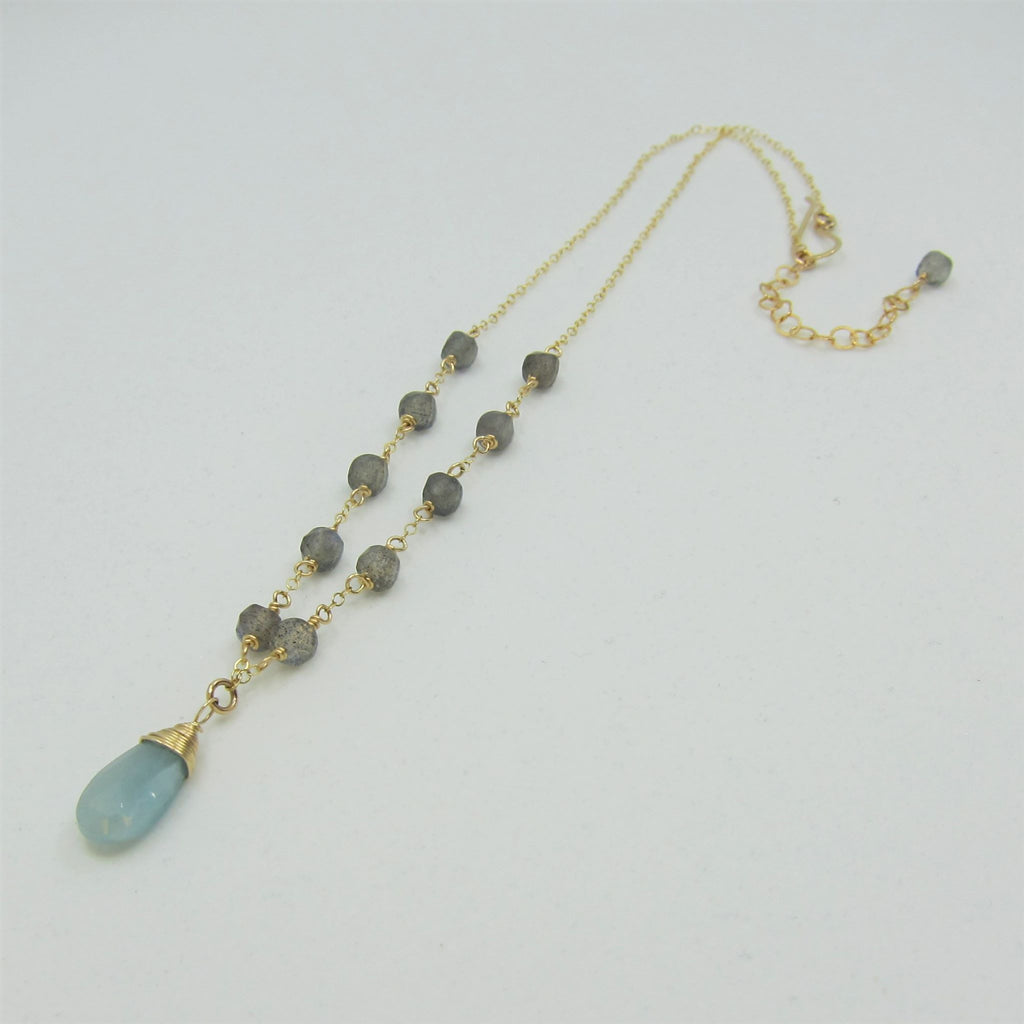 Labradorite and Milky Aquamarine Gemstone Necklace