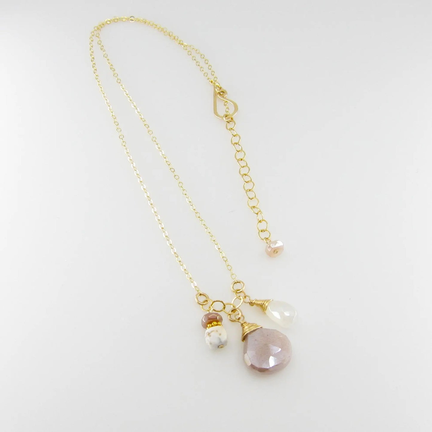 Small Gemstone Cascade Necklace with Champagne Moonstone J.Mills Studio