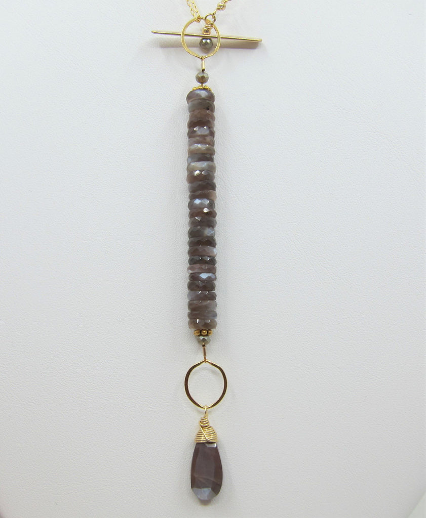 Forged Toggle Necklace with Chocolate Moonstone