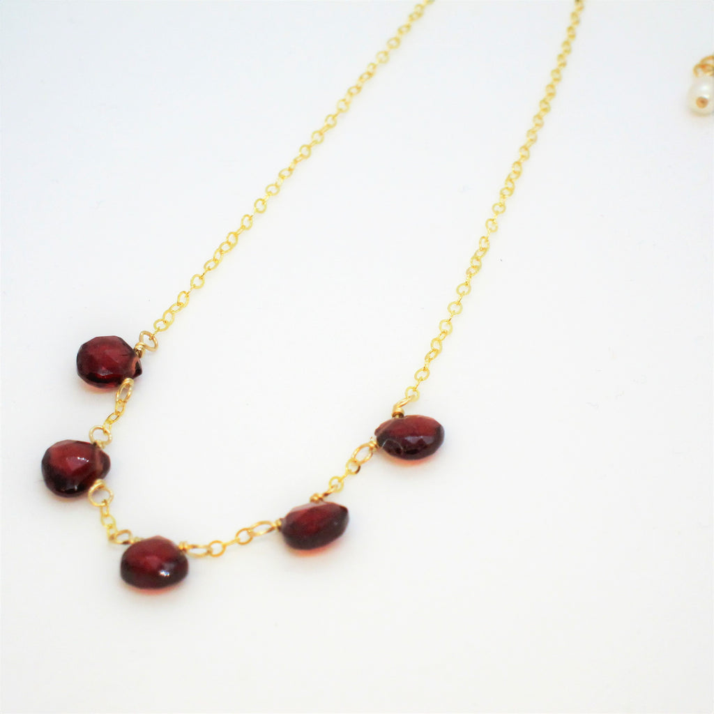 5 Drop Garnet Necklace