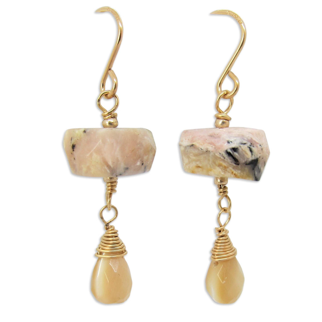 Peruvian Pink Opal and Mother of Pearl Earrings