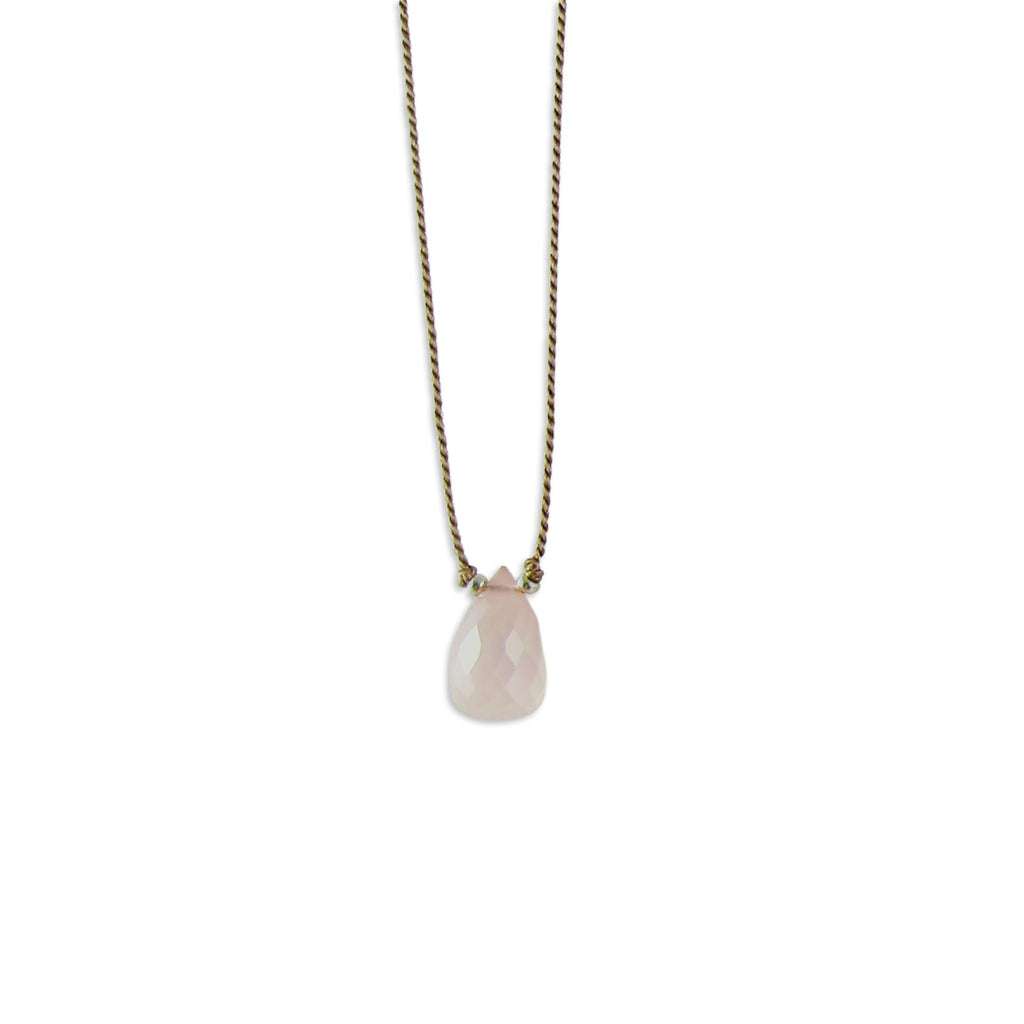 Pink Chalcedony Silk Cord Necklace