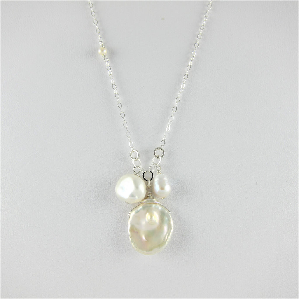 3 pearl necklace on 925 chain