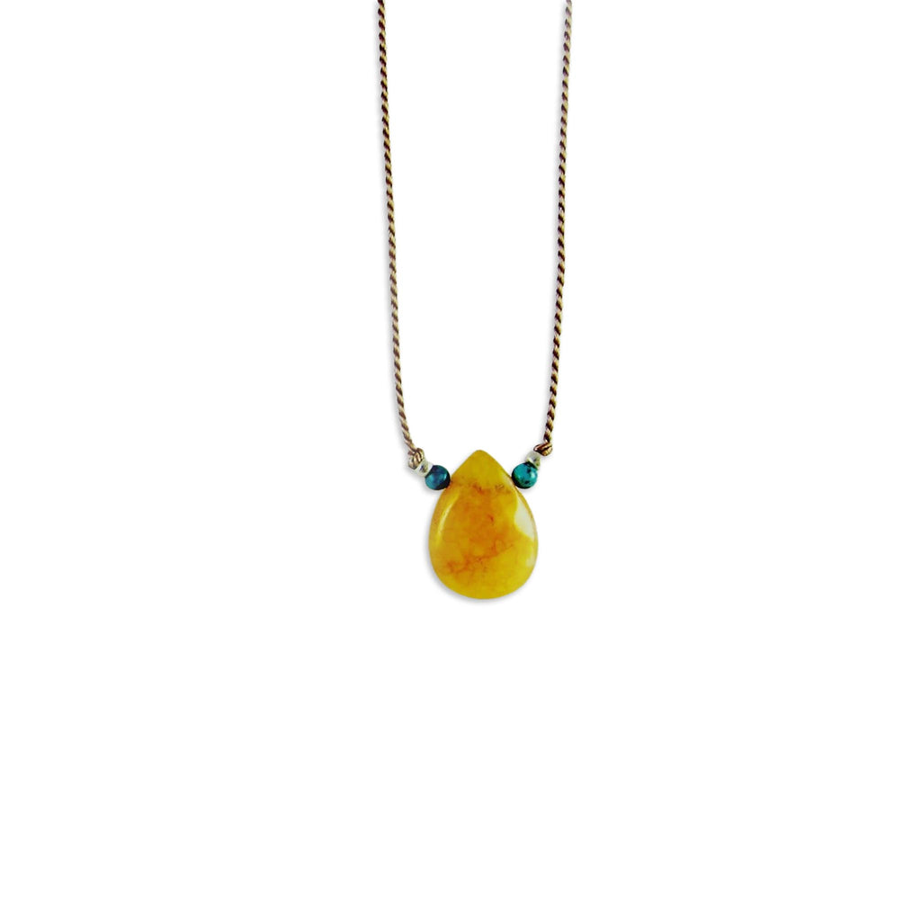 Yellow Jade Silk Cord Necklace