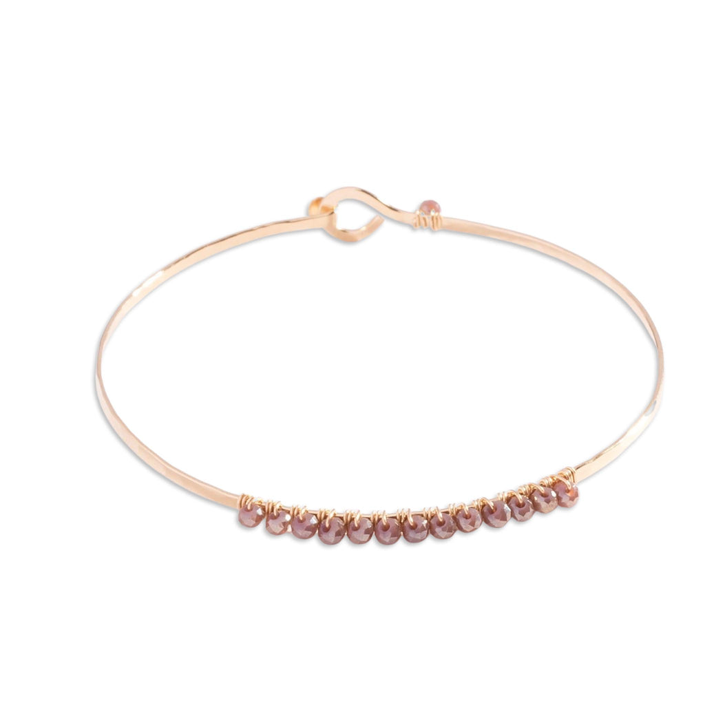 Mocha Crystal Bead-wrapped Bangle Bracelet