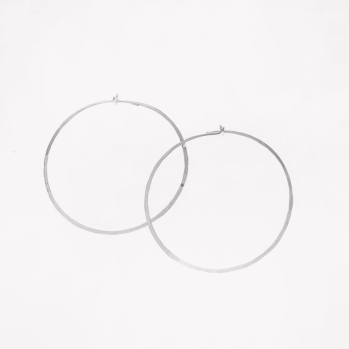 Forged 1.5" Round Hoop Earrings Sterling Silver