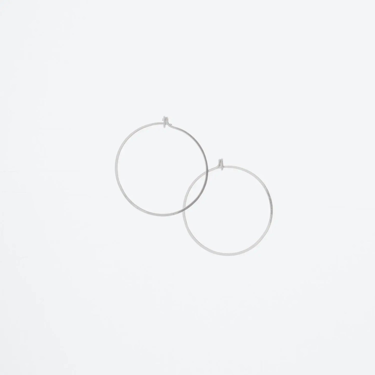 Forged 1" Round Hoop Earrings Sterling Silver