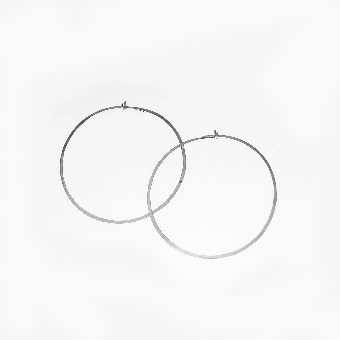 Forged 2" Round Hoop Earrings Sterling Silver