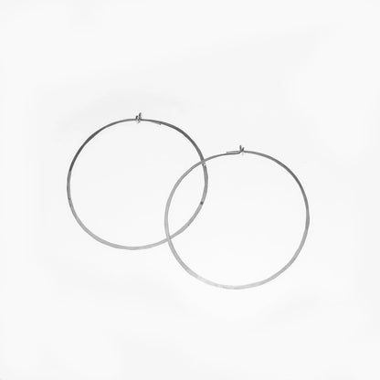 Forged 2" Round Hoop Earrings Sterling Silver