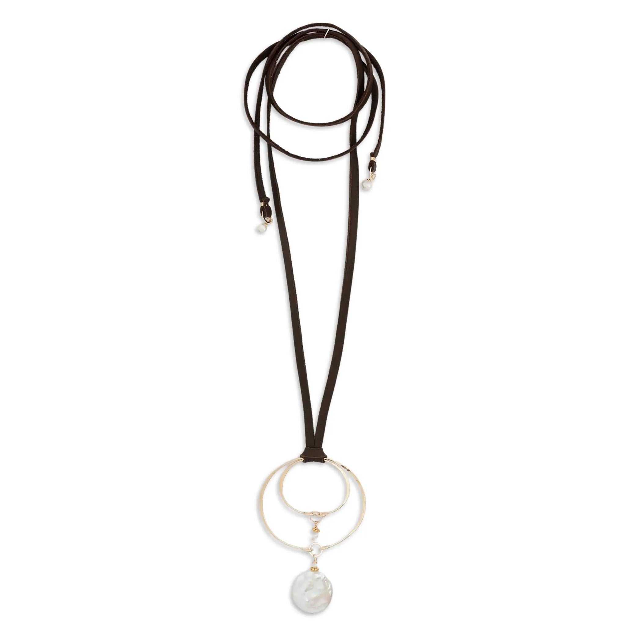 Leather Cord Necklace and Domed Drop Pendant - Milor
