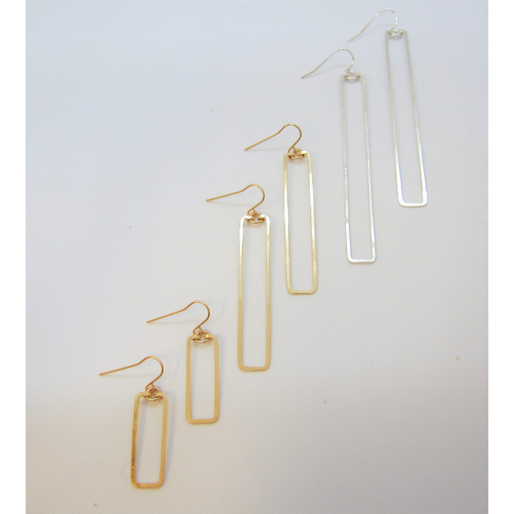 Small Forged Rectangle Earrings