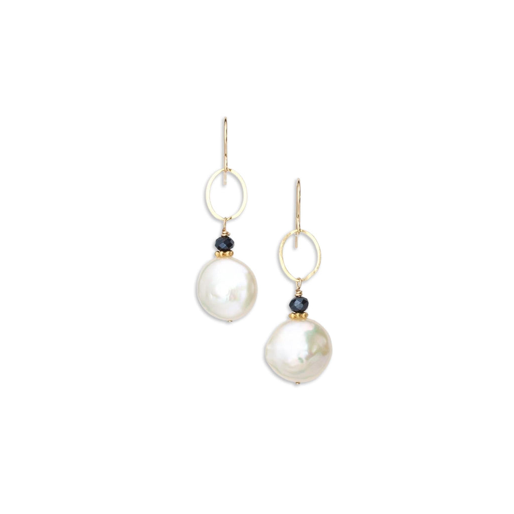 Freshwater Coin Pearl with Crystal Accent Earrings