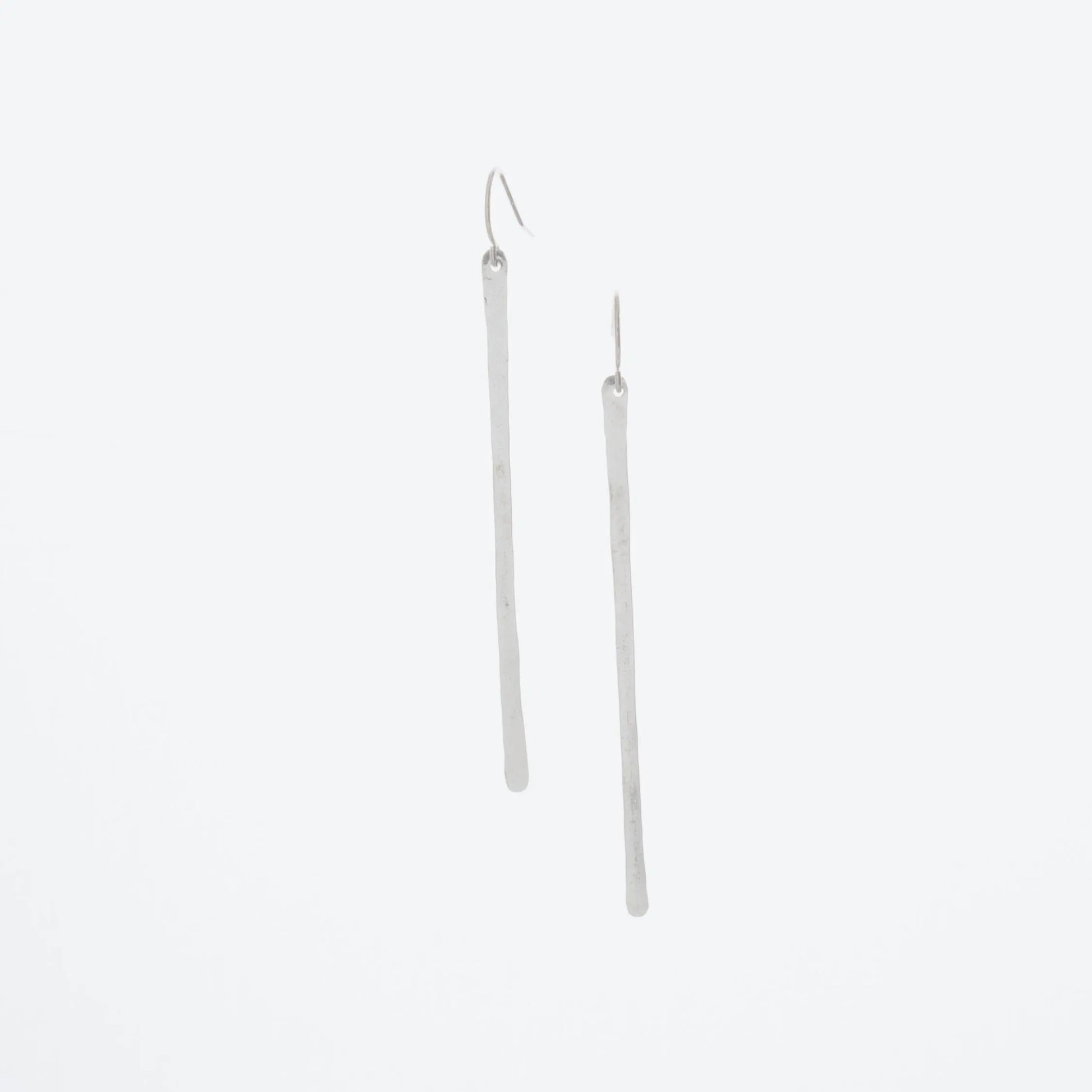 Hand-Forged Bar Earrings 1 Inch Sterling Silver Vertical Bar