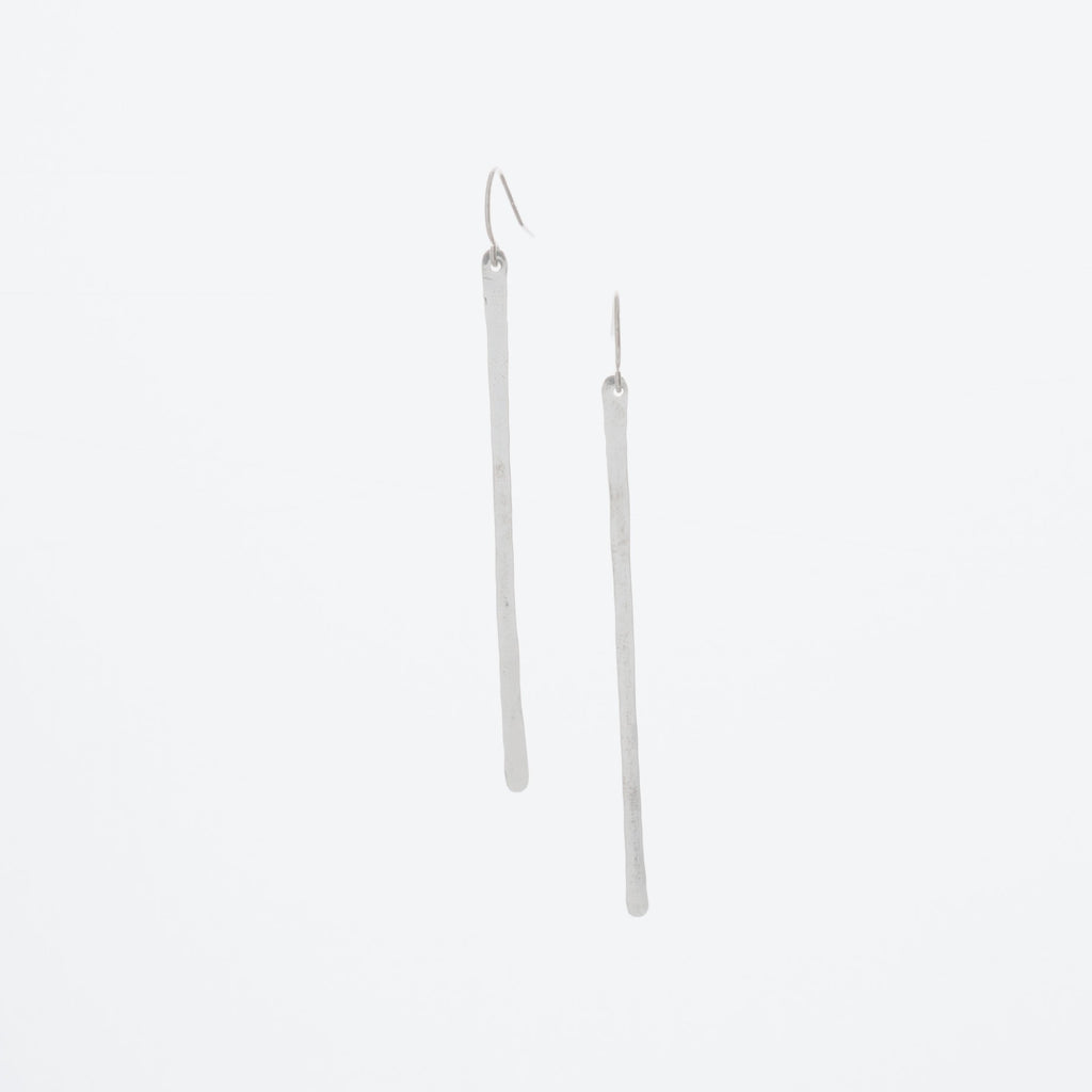 Hand-Forged Bar Earrings 1 Inch Sterling Silver Vertical Bar